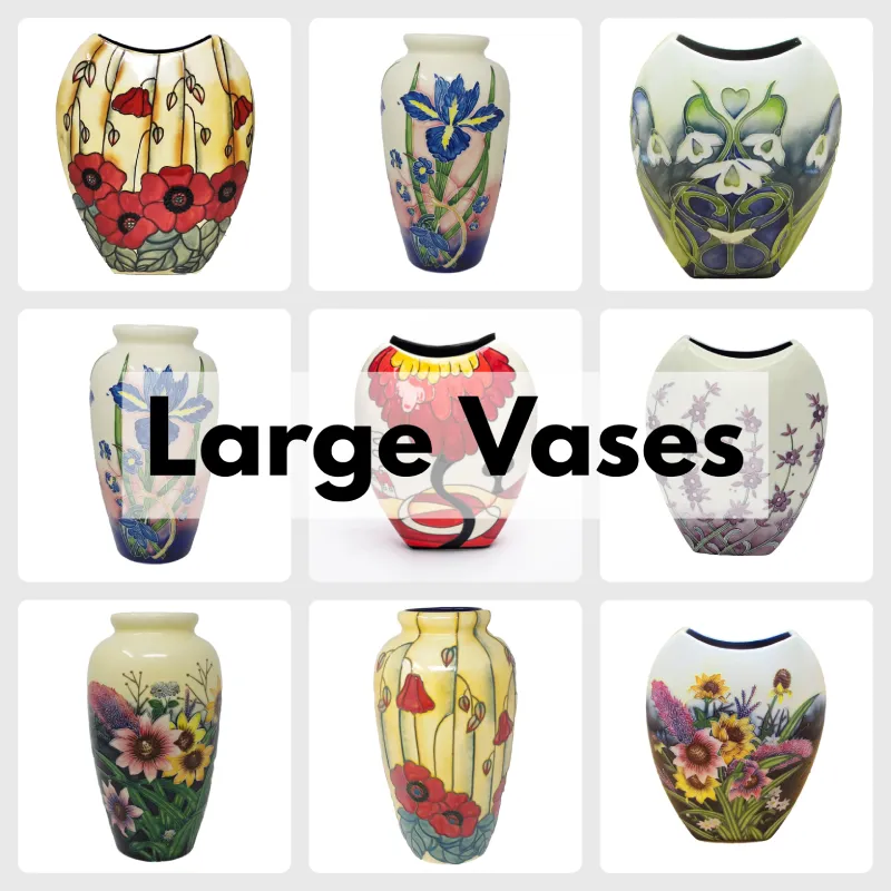Large vase is a floor standing vase and old tupton ware products are tube lined and hand painted