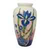 large size vase blue iris flower vase with pearl white background