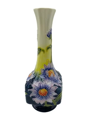 small vase bud shape with long stem lilac daisy pattern as decoration bright vibrant art deco