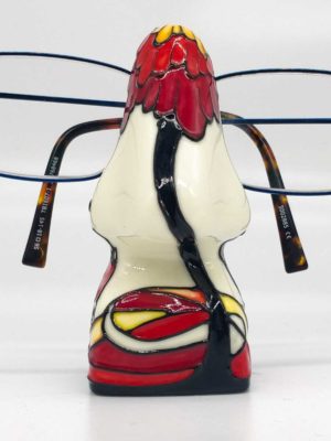 Eyeglass stand made in the shape of a nose holds your glasses securely modern hand painted design 4 inches tall red and white colours