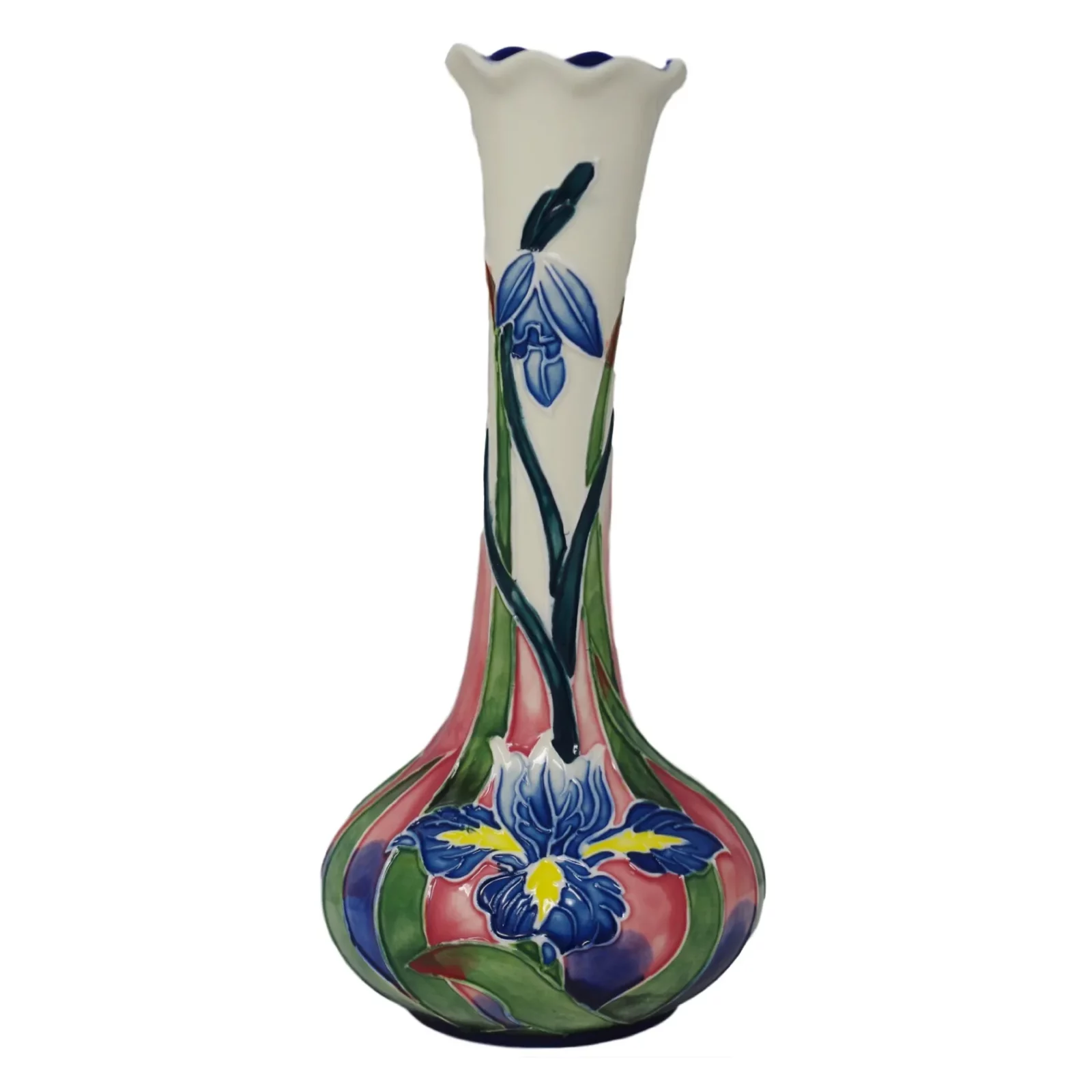 blue iris small vase with tube lining bud shape