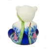 blue bear ornament with iris flower pattern