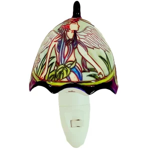 fairy lamp with pretty fairy design and made from ceramic pottery