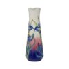 front view of blue iris jug tall and slim shape hand painted and pretty design