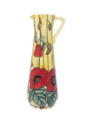 pretty vase or pitcher with spout and handle and red poppy decor elegant gift