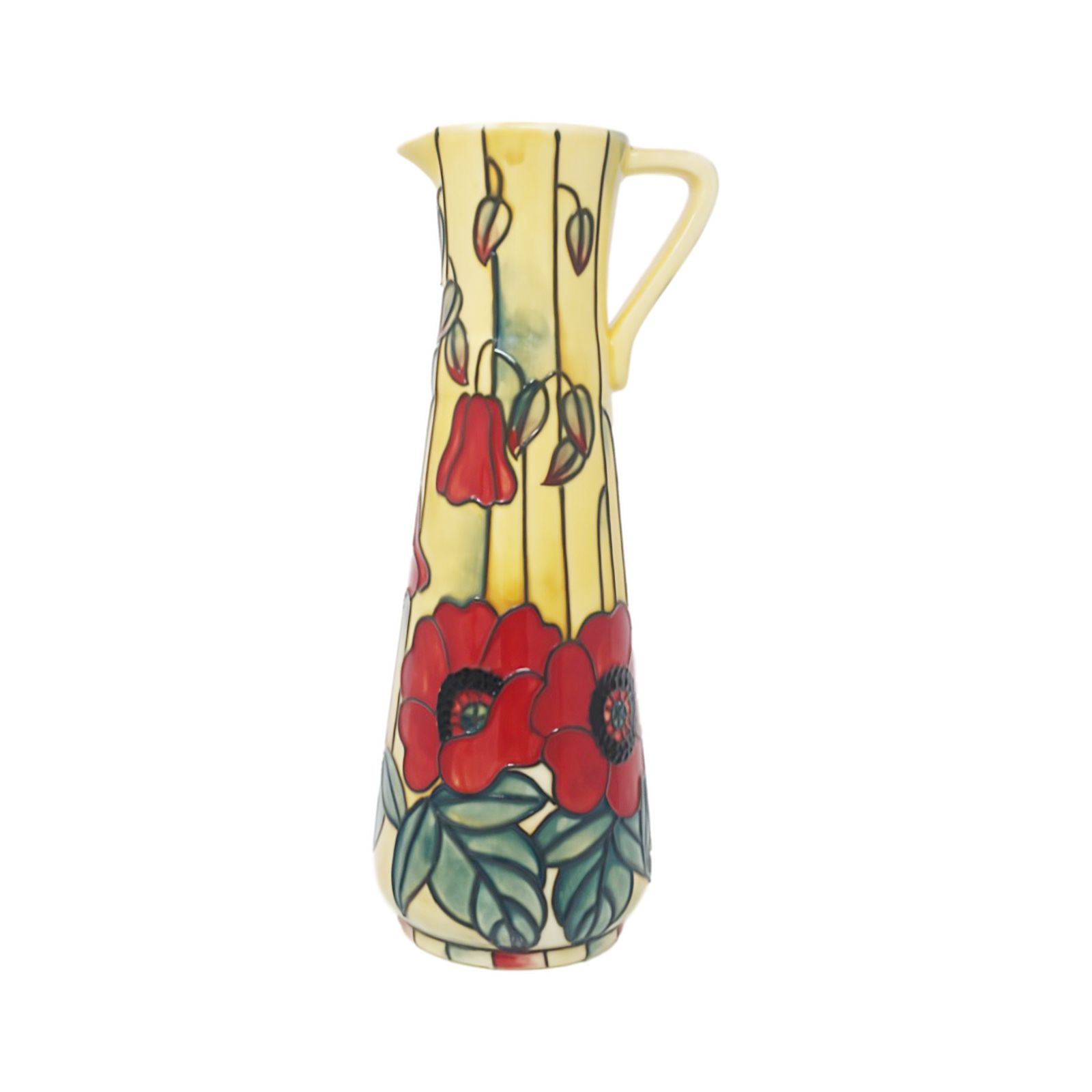 pretty vase or pitcher with spout and handle and red poppy decor elegant gift