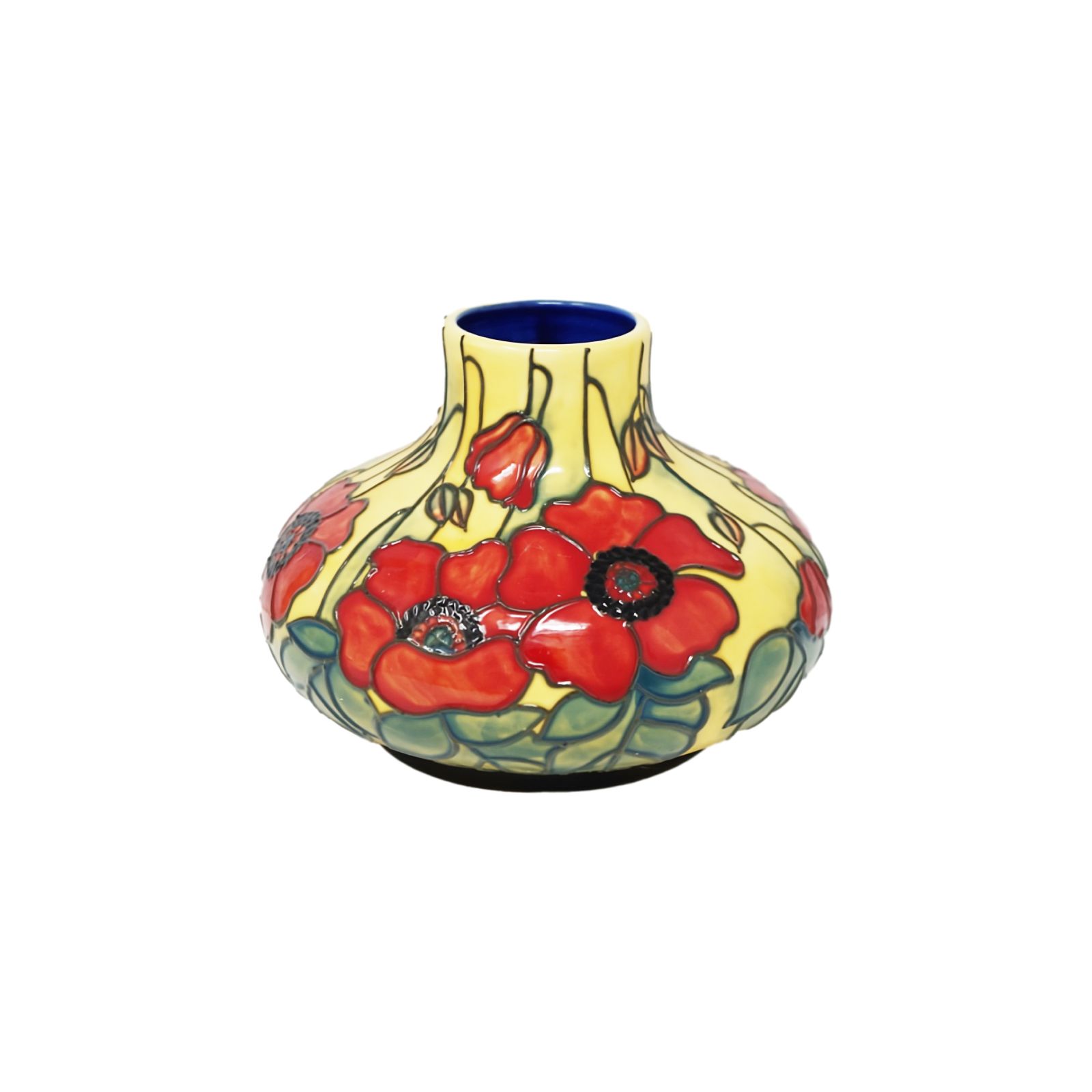 bud vase with remembrance day decoration red poppy decor around tube lining hand painted