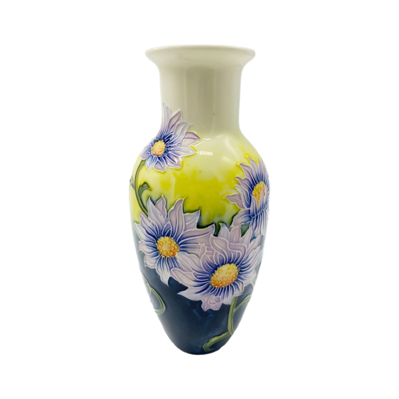 Bottle Neck Ceramic Vase Lilac Daisy Design