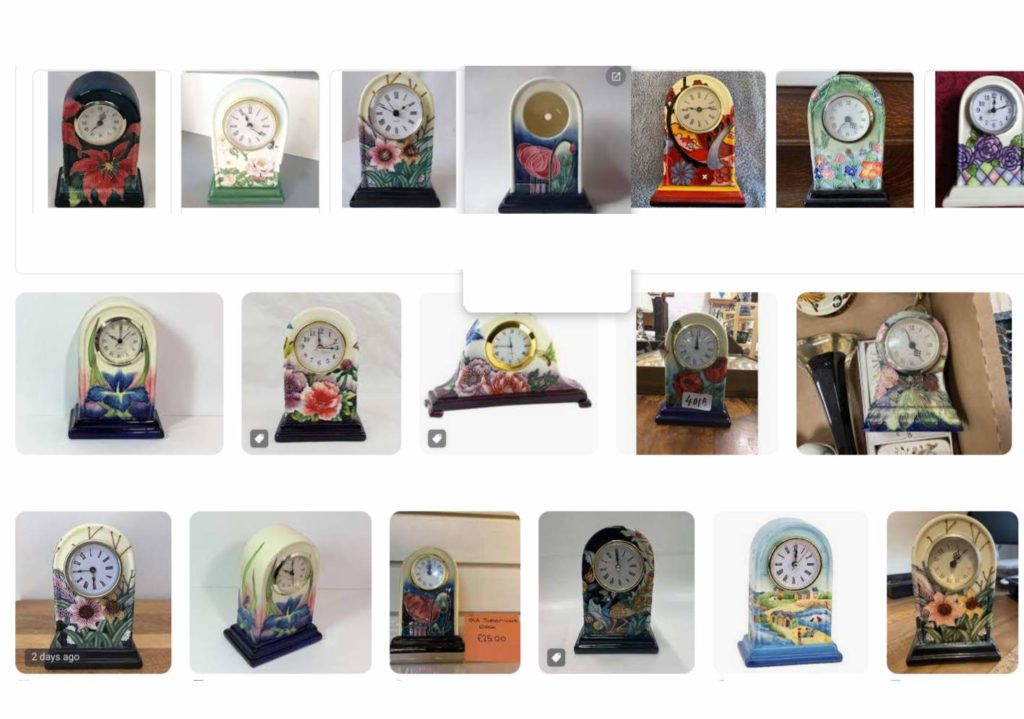 old tupton ware mantle clock photos showcasing the different designs