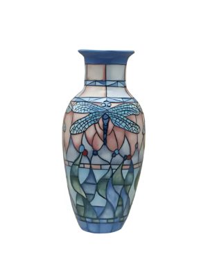 Pretty ceramic vase with a wildlife dragonfly design